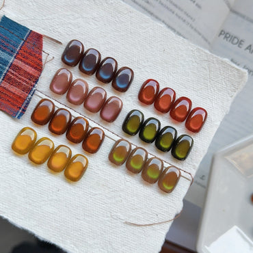 ADHERE Autumn Amber Cat Eye Gel Polish Set, 7 Colors × 12ml, Magnetic Shimmer Gel