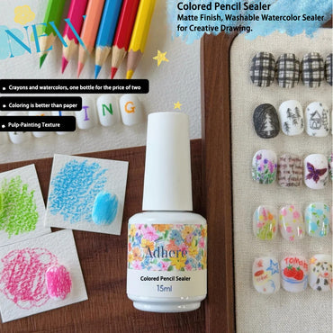 Adhiera la capa de sellador de lápiz de colores: diseñada para el arte de uñas de lápiz de colores, que proporciona protección de larga duración y acabado brillante