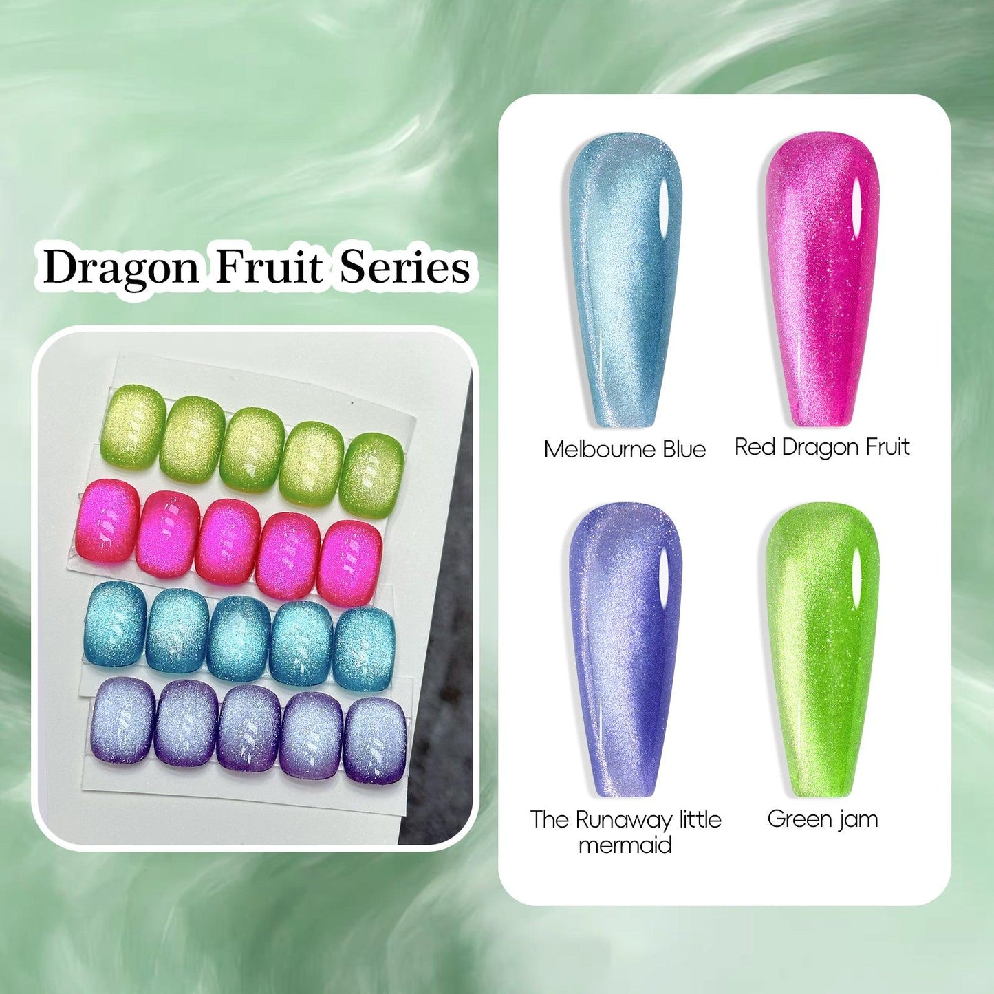 ADHERE Dragon Fruit Cat Eye Gel Nail Kit, 12ml, 4 Colors, Magnetic Effect, Gift for Women