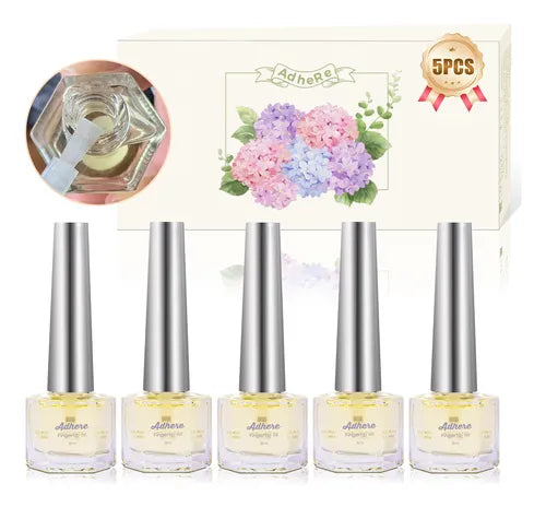 ADHERE Cuticle Oil Set of 5 | Jasmine Scented Nail Care Serum | Softens Cuticles · Prevents Hangnails · Nourishes Cuticle Area