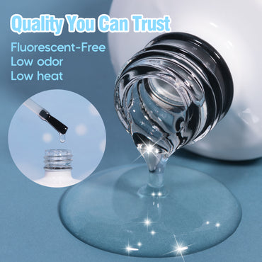 Adhiera la capa superior de cristal de la luna de hielo, 15 ml, alto brillo, acabado de uñas cromadas, remojo, perfecto para diseños de uñas