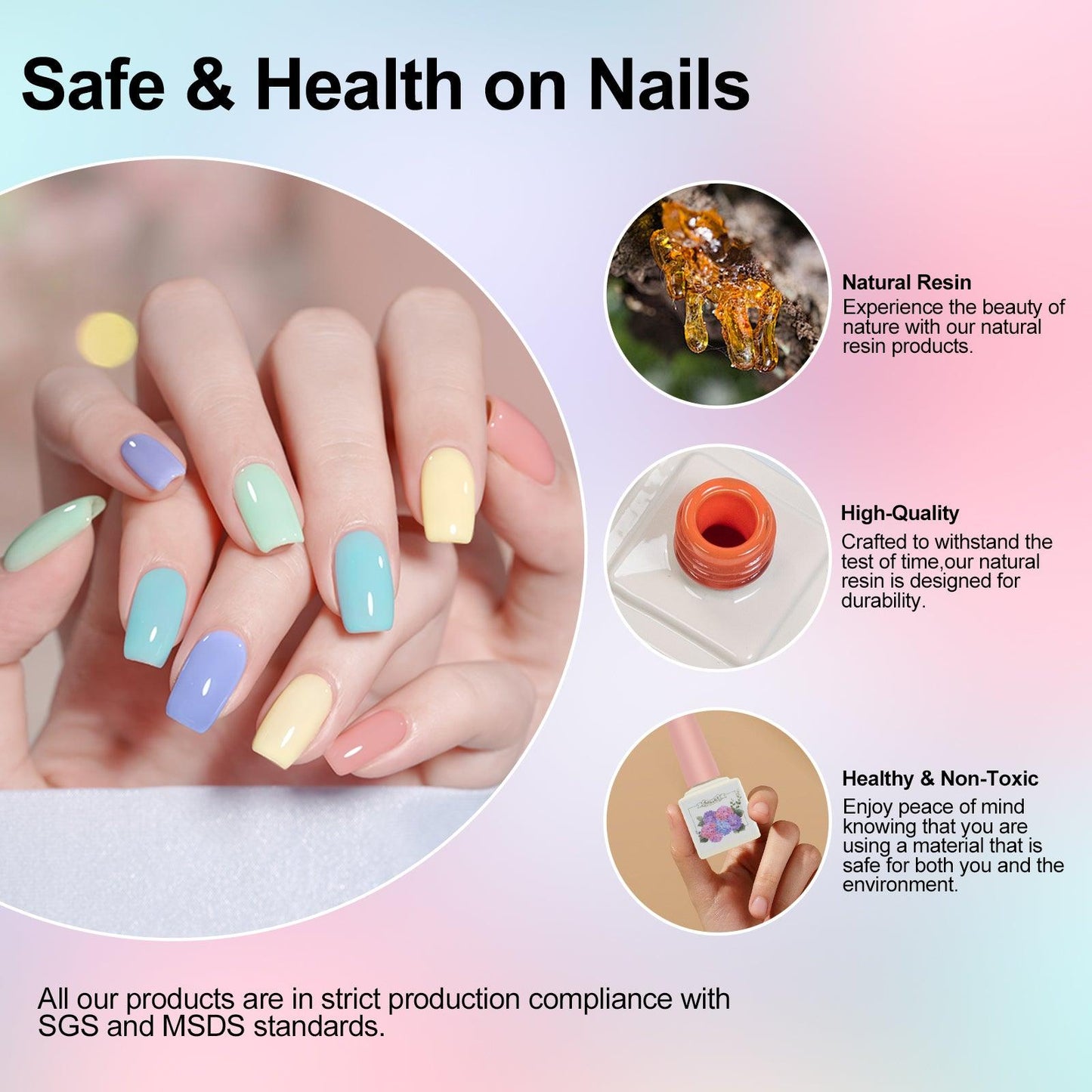 ADHERE Candy Illustrations Series Cat Eye Gel Nail Polish Set, 12ml, 7 Colors, Holographic Glitter