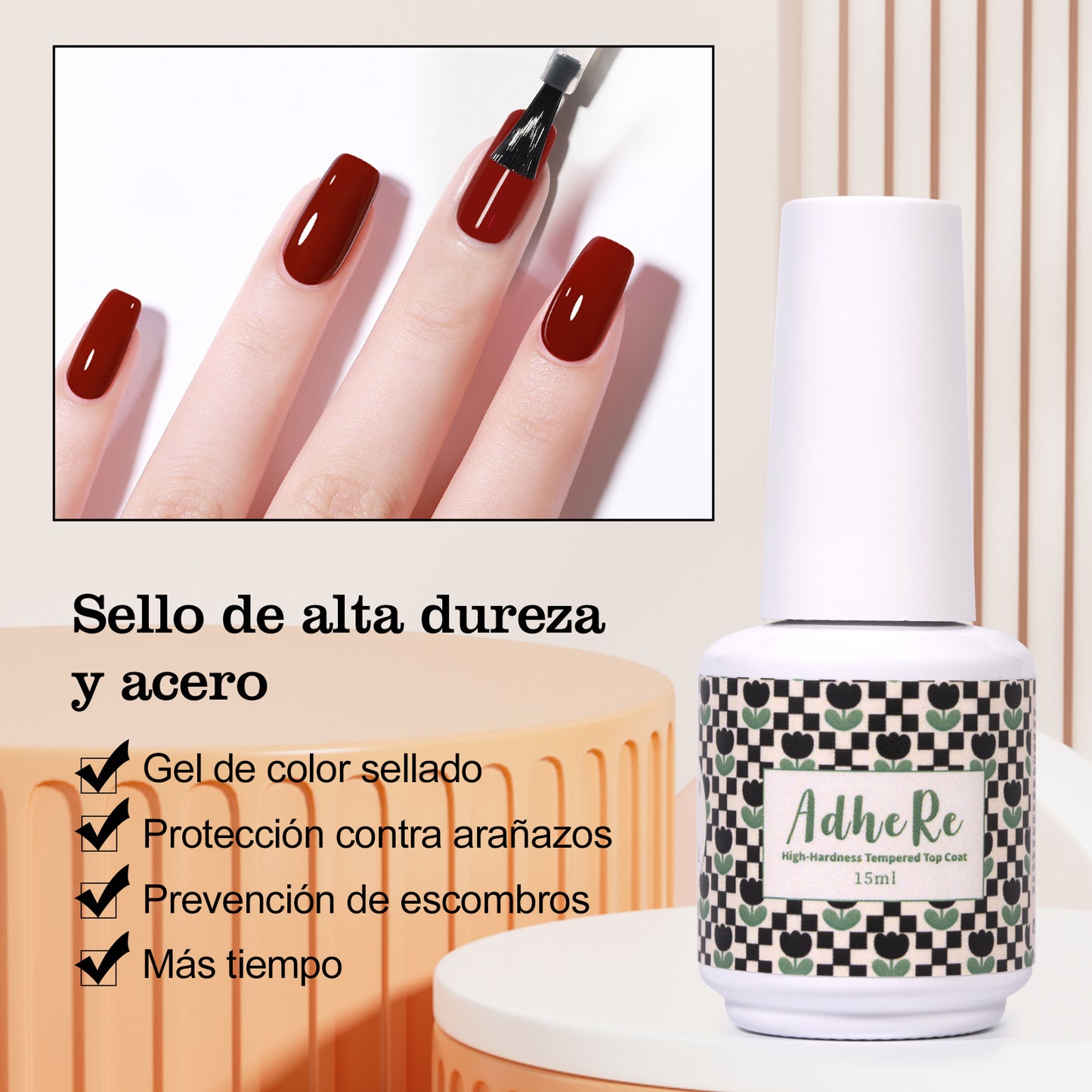 Adhérer la couche de finition tempérée haute dureté, 15 ml, brillance brillante, durable, trempage, pour le bricolage et le salon de manchons