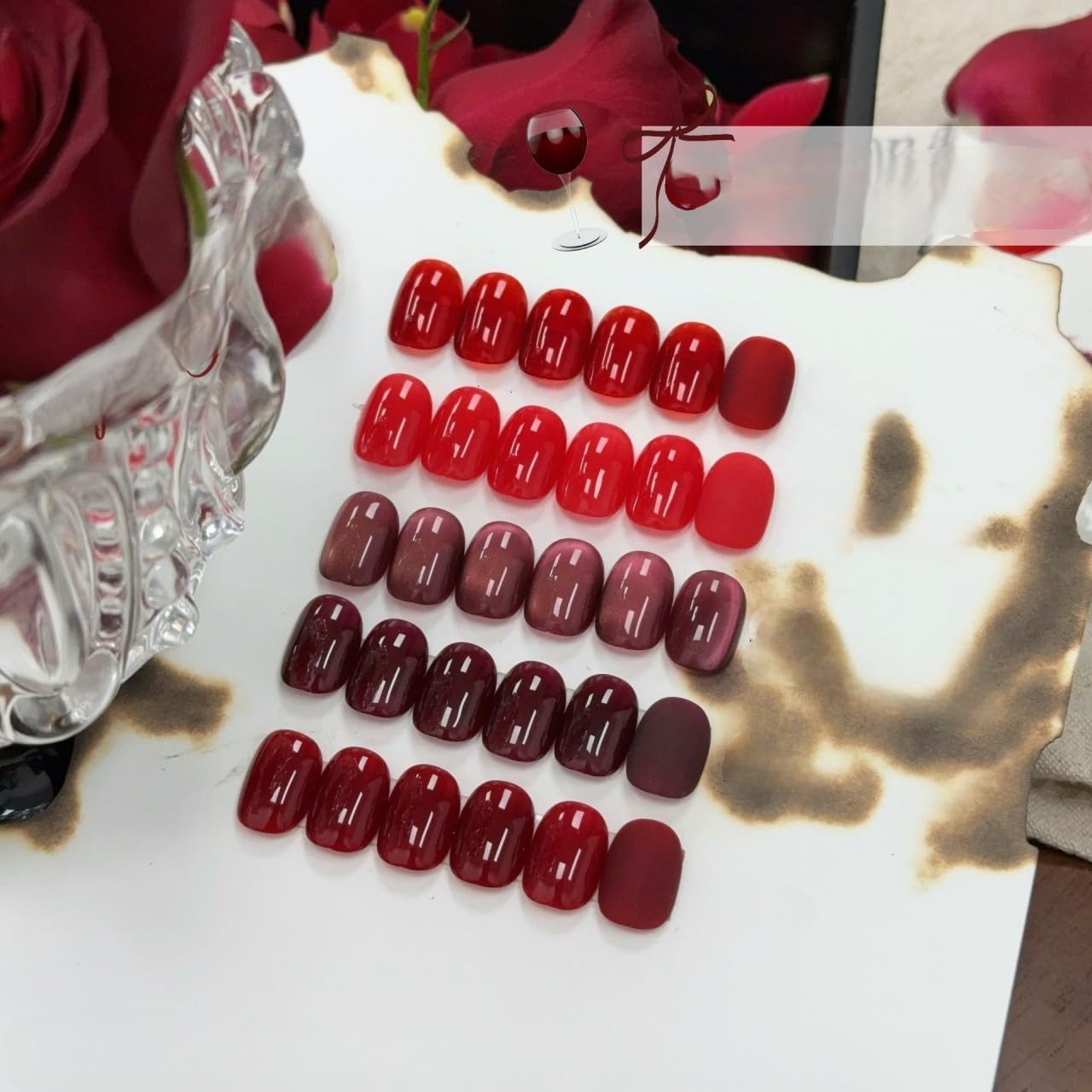 ADHERE Red Series Gel Nail Polish Set, 12ml, 5 Colors, Burgundy Red, Soak-Off LED, Gift for Women