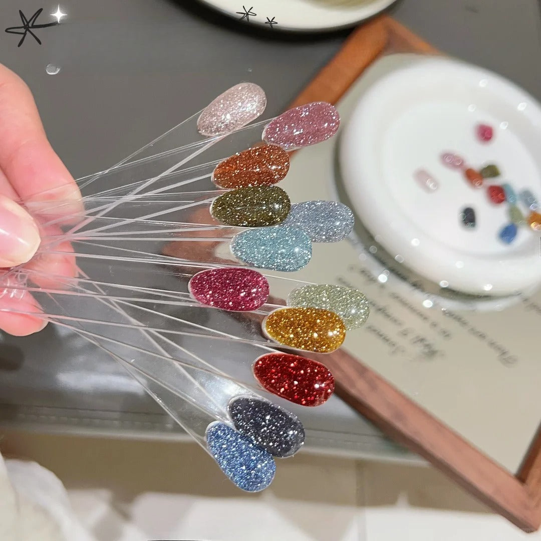ADHERE Starry Diamond Series | Double Sparkle × Ice-Crystal Shine | Party-Ready High-Gloss Nail Gel | Bottled Crushed Diamond Effect