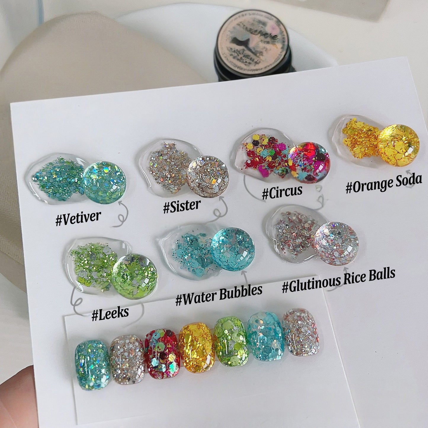 ADHERE Summer Confetti Series Gel Nail Polish Set|Gold Opal Flakes Gel Polish|Ultra-Thin Bright Glitters · Jar Packed · Summer-Ready Shine