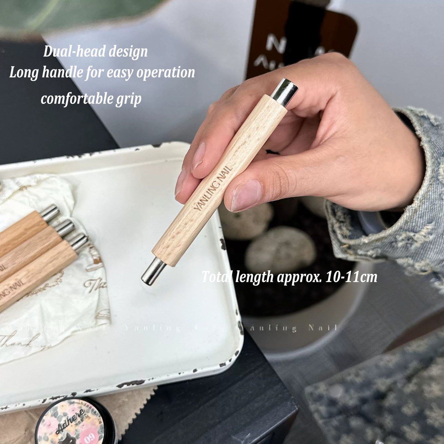 ADHERE Cat Eye Magnet Pen, Wooden Double-Headed Cylindrical Nail Magnet