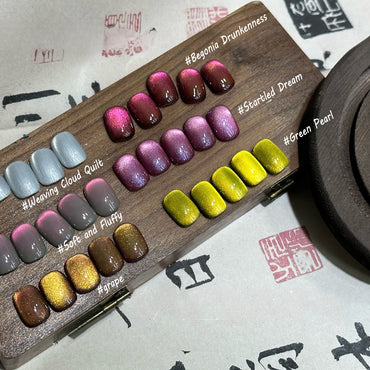 ADHERE Late Summer Series - Purple Grey Green White Magnetic Gel Nail Varnish Glitter Shimmering Sparkle Nail Art with Magnetic Effects Cat Eye Nail Gel Polish