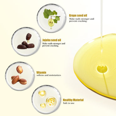 Adhiera aceite de cutícula, 8 ml, jojoba y vitaminas, cepillo suave, nutrición y reparación (aroma de jazmín)