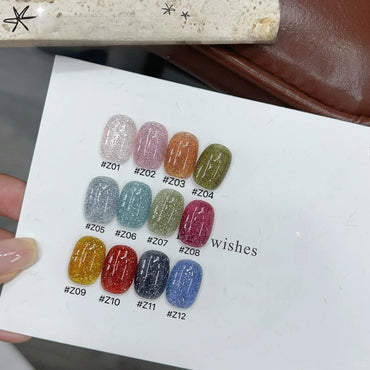 Adhierte el gel de diamantes de Galaxy | Double Sparkle × Ice-Crystal Shine | Gel de uñas de alto brillo de alto brillo listo para la fiesta | Efecto de diamante aplastado embotellado