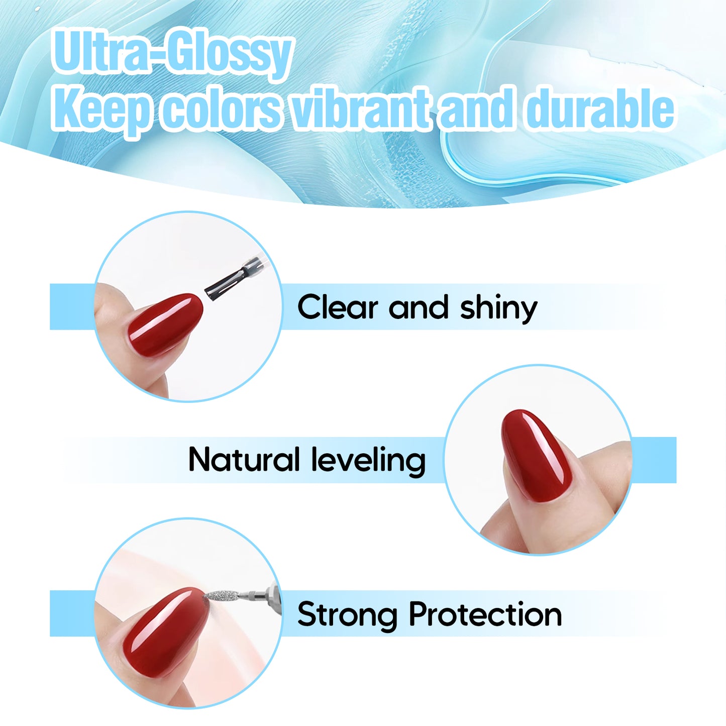 ADHERE Ice Moon Crystal Top Coat, 15ml, High Gloss, Chrome Nail Powder Finish, Soak-Off, Perfect for Nail Designs