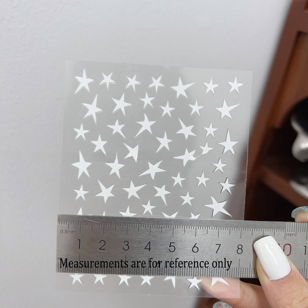 ADHERE 3D Nail Art Sticker Set | 5 Designs of Red Ribbon Bows + Titanium Silver 3D Star Decorations – Creative Dimensional Nail Stickers