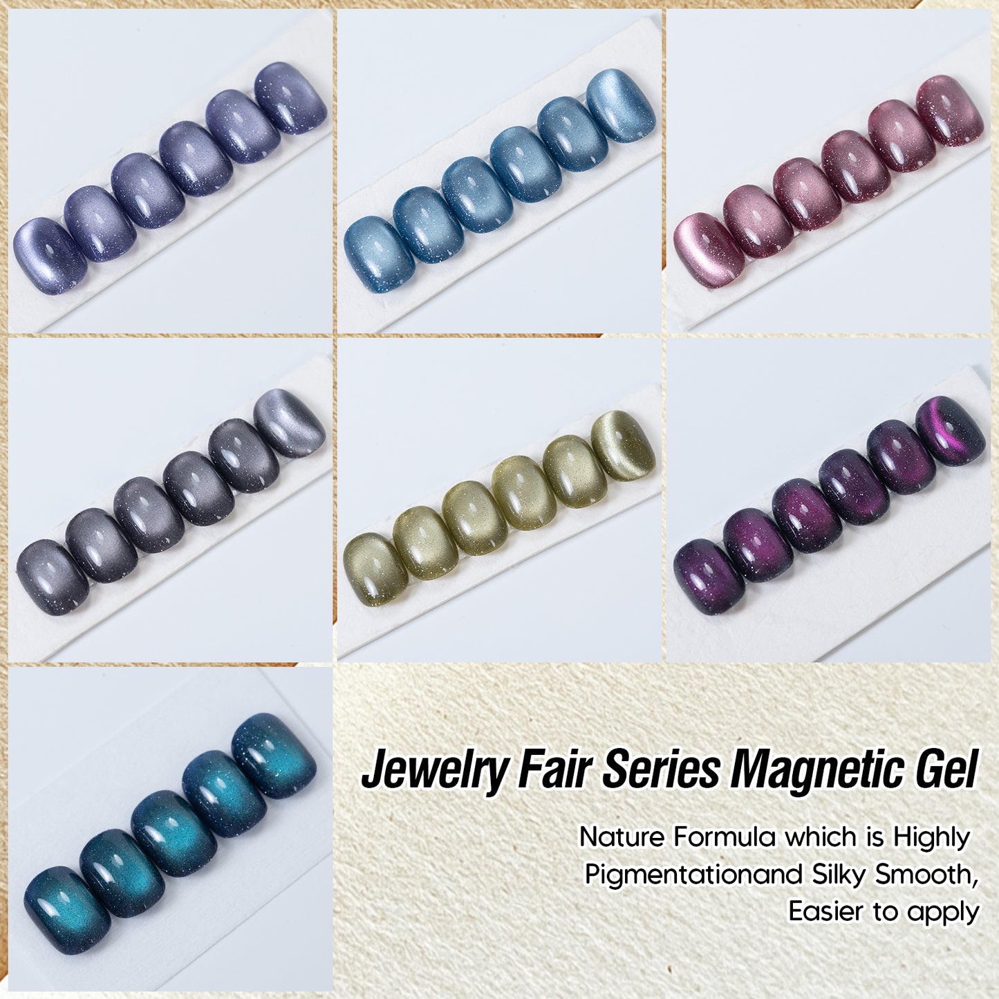 ADHERE Jewelry Exhibition Series Cat Eye Gel Kit, 12ml, 7 Colors, With Magnetic Stick