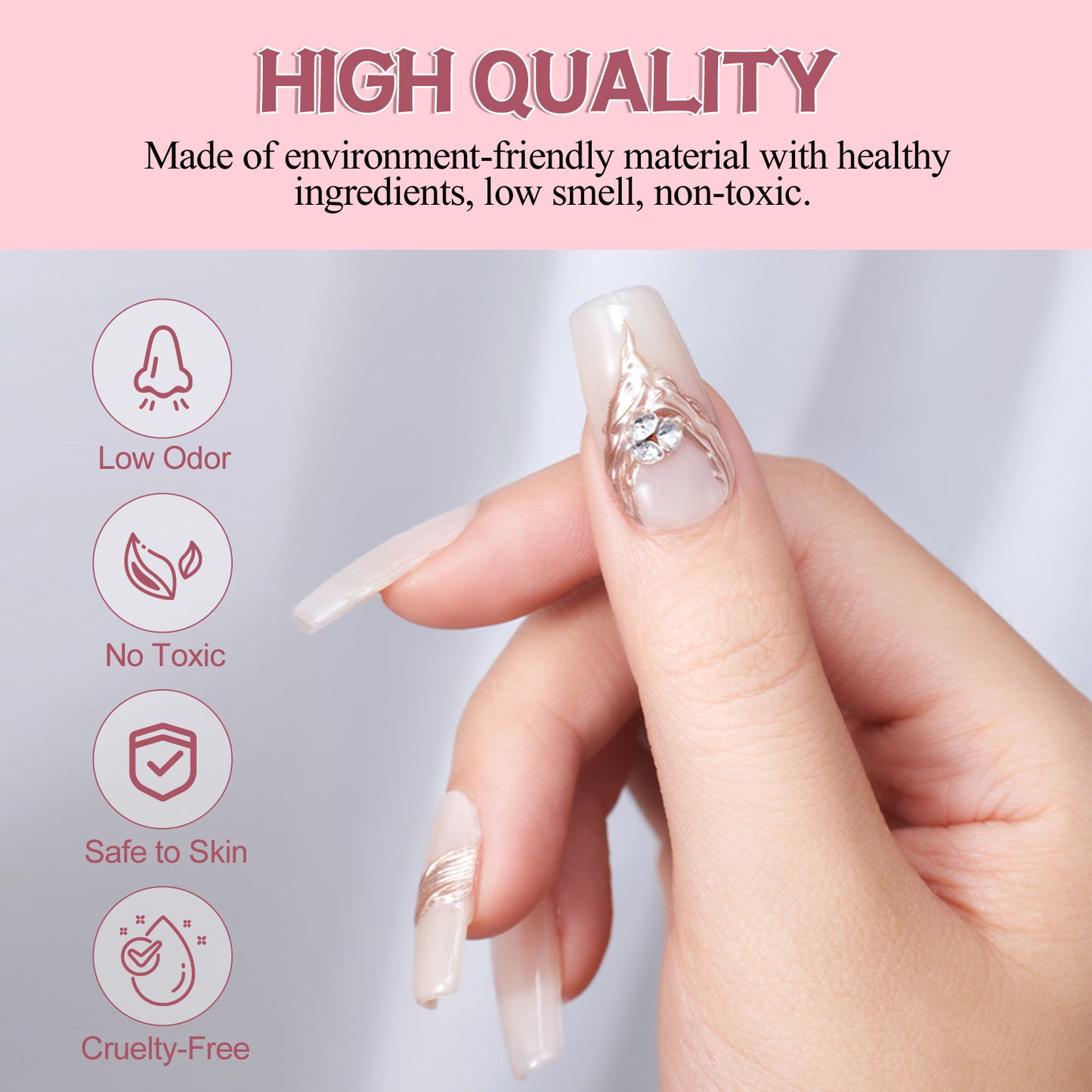 ADHERE Ice Moon Crystal Liner Top Coat, Clear UV Gel Polish, Precision Brush, Long-lasting, No Wipe Edge Sealing