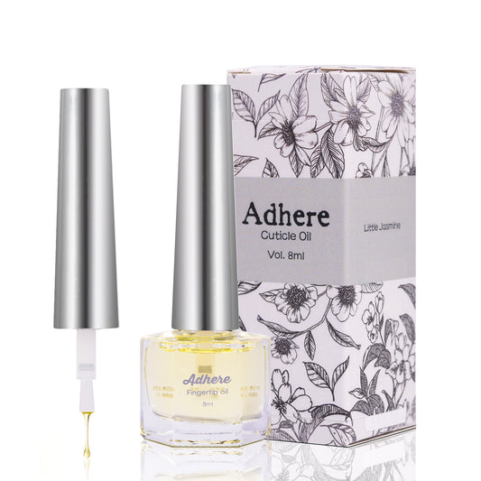 Adhiera aceite de cutícula, 8 ml, jojoba y vitaminas, cepillo suave, nutrición y reparación (aroma de jazmín)