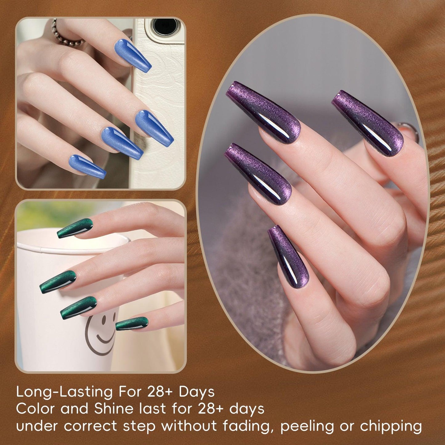 Adhiera la serie retro Palacio Cat Eye Gel Gel Nail Polish, 12 ml, 7 colores, con imán