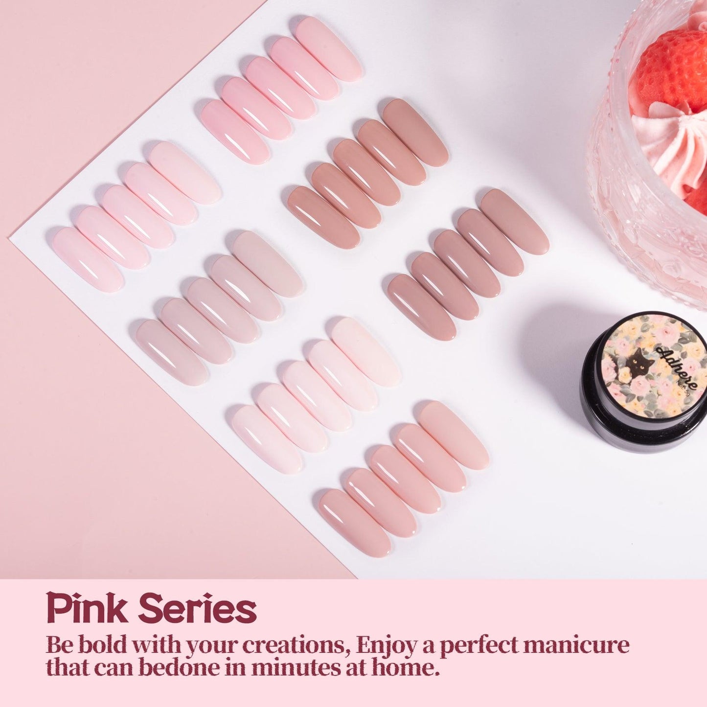 Adhierte el kit de polaco de gel de la serie rosa desnuda, 7pcs, 12 ml de esmalte de uñas de gel, remojo, UV/LED, para manicura de arte y bricolaje en casa en casa