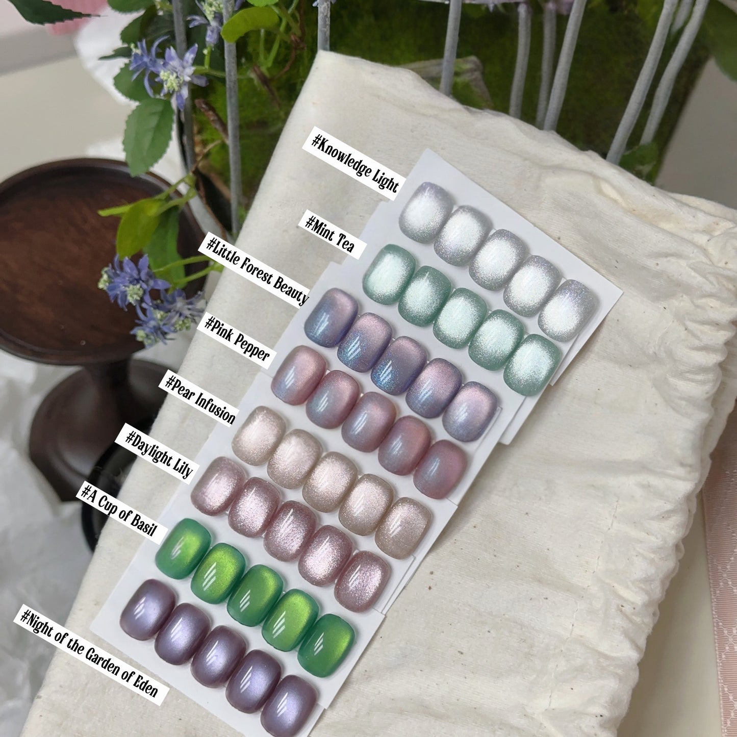 Adhieren la serie de citas botánicas la serie Magnetic Cat Eye Gel Kit de esmalte de uñas, 12 ml, 8pcs, con palo magnético