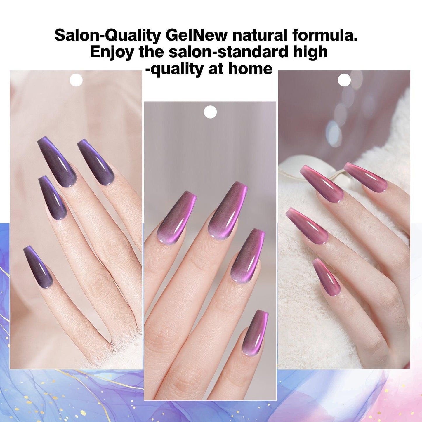 ADHERE Watercat Series Cat Eye Magnetic Nail Polish Gel Set, 12ml, 6pcs, Fine Glitter, DIY Salon Gift
