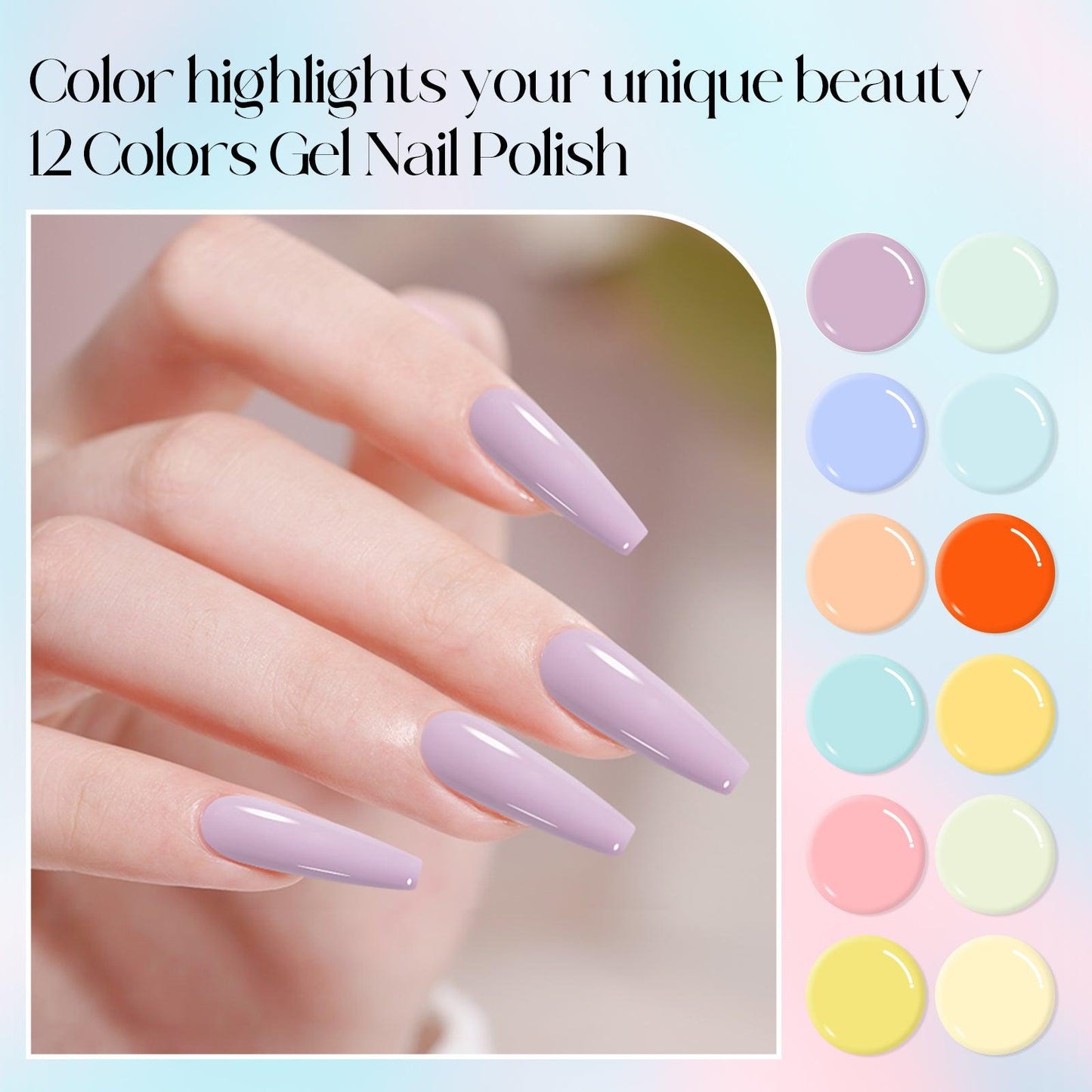 ADHERE Candy Illustrations Series Cat Eye Gel Nail Polish Set, 12ml, 7 Colors, Holographic Glitter
