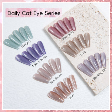ADHERE Daily Cat Eye Series - Cat Eye Nail Polish Gel Kit– Cat Eye Gel Nail Polish Gel para uñas Beige Nude Magnetic Varnish Magnetic Nail Gel Polish