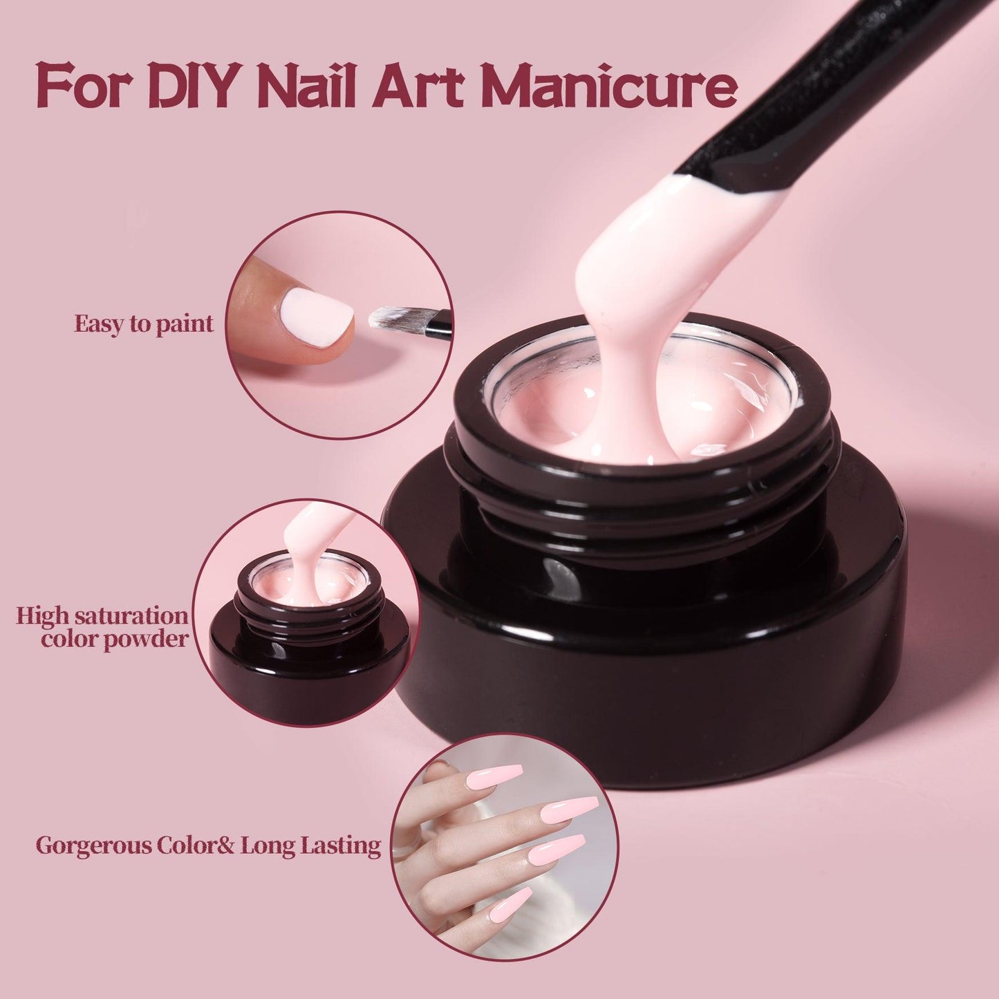 Adhierte el kit de polaco de gel de la serie rosa desnuda, 7pcs, 12 ml de esmalte de uñas de gel, remojo, UV/LED, para manicura de arte y bricolaje en casa en casa