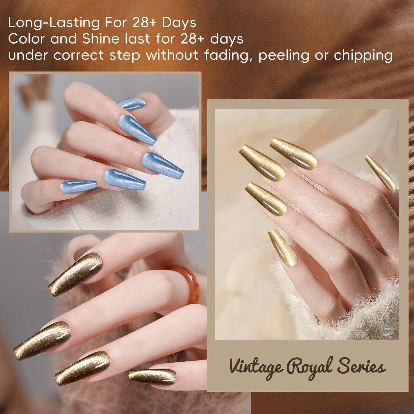 Adhiera la serie retro Palacio Cat Eye Gel Gel Nail Polish, 12 ml, 7 colores, con imán