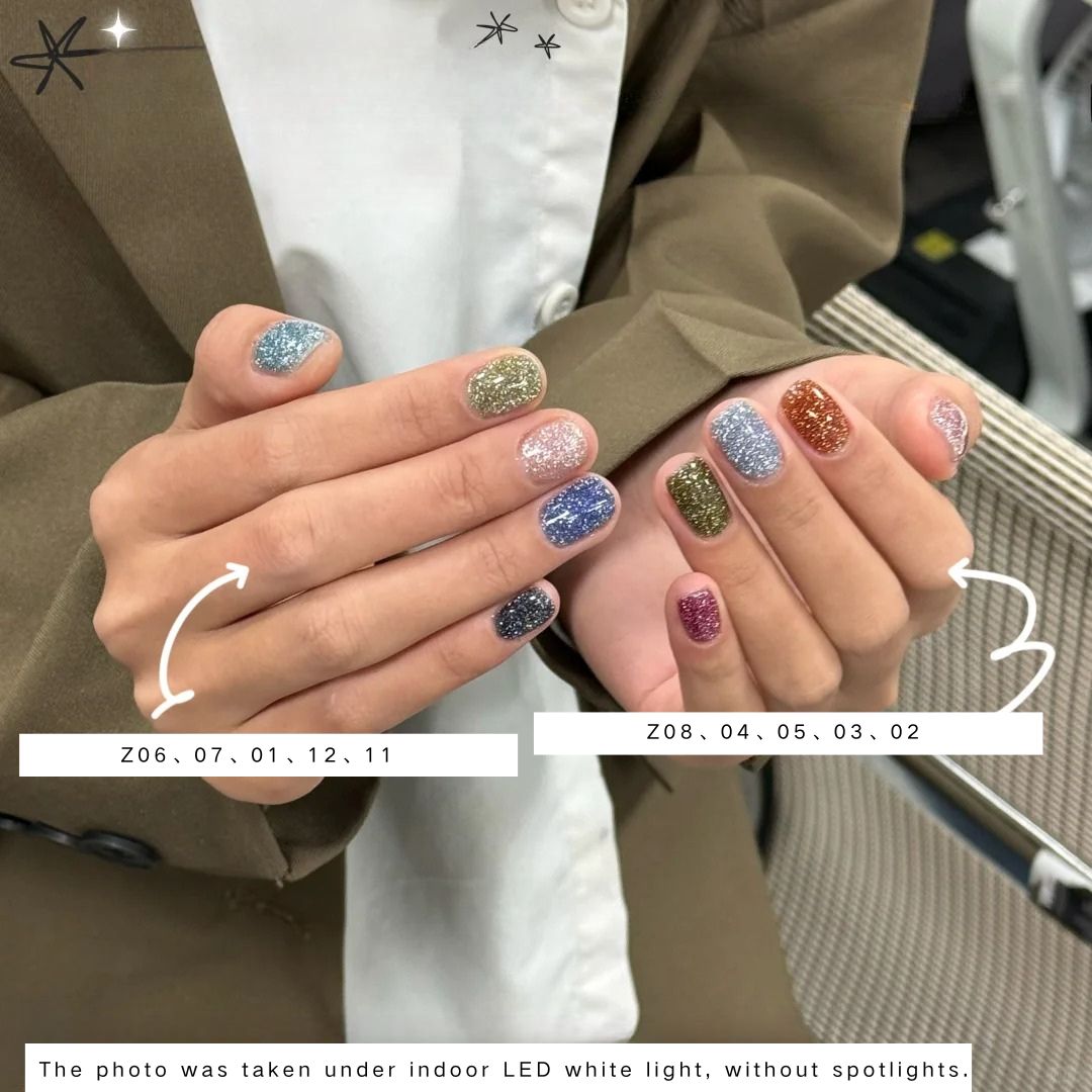 ADHERE Starry Diamond Series | Double Sparkle × Ice-Crystal Shine | Party-Ready High-Gloss Nail Gel | Bottled Crushed Diamond Effect