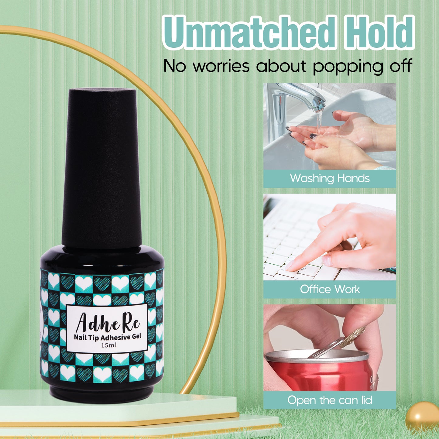 ADHERE Nail Tip Glue Gel, 15ml, UV Cured, Long-Lasting Bond for Press-On & Acrylic Nails, DIY & Salon Use