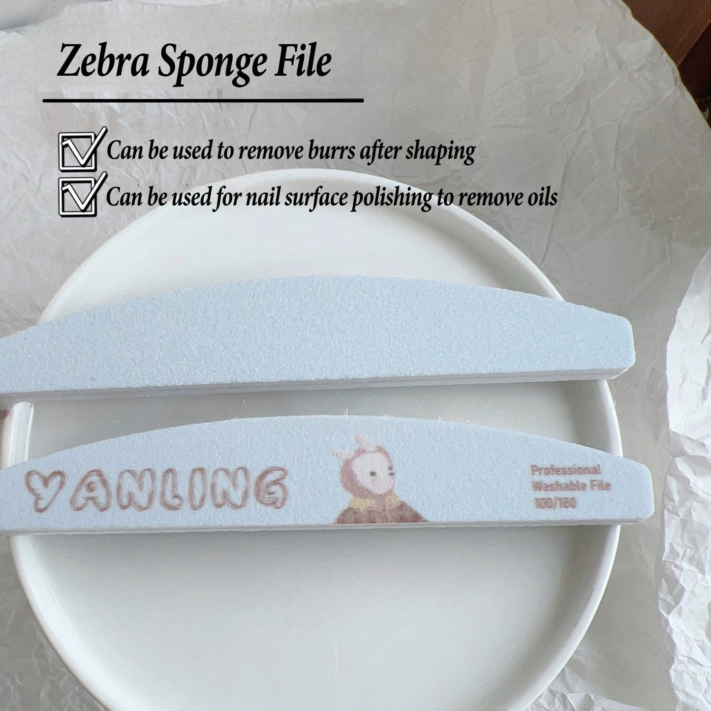 ADHERE Exclusive Nail Sponge File | Double-Sided Zebra File | Nail Buffing & Polishing Strip