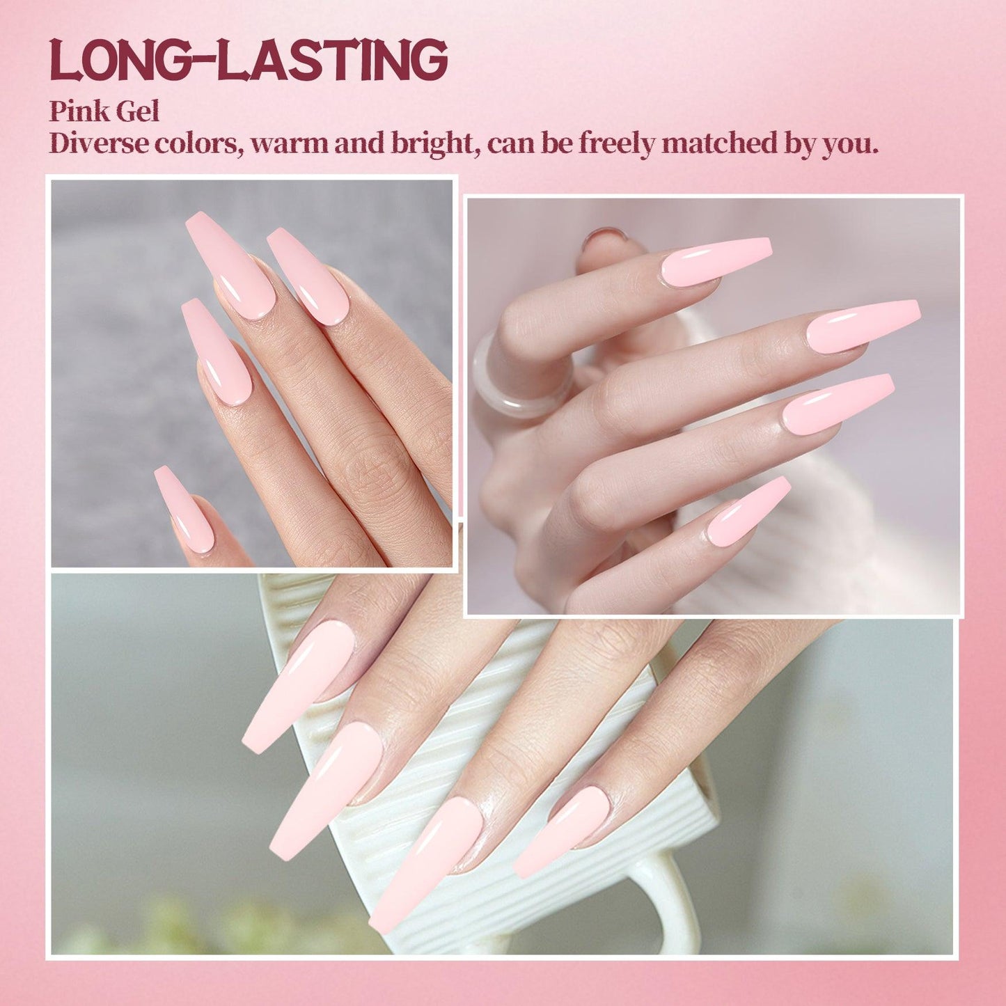 Adhierte el kit de polaco de gel de la serie rosa desnuda, 7pcs, 12 ml de esmalte de uñas de gel, remojo, UV/LED, para manicura de arte y bricolaje en casa en casa