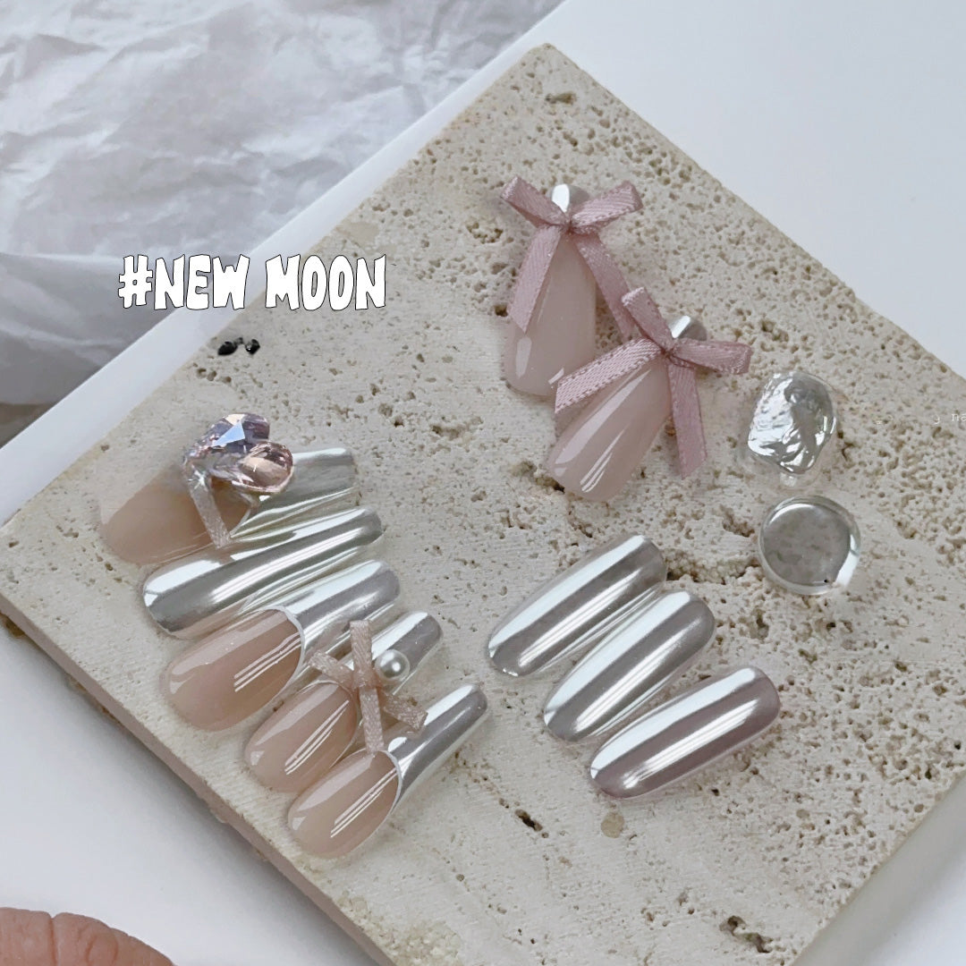 ADHERE Moonlight Powder Series|New Iridescent Chrome Powder · 5-Jar Set for Aurora Nail Art
