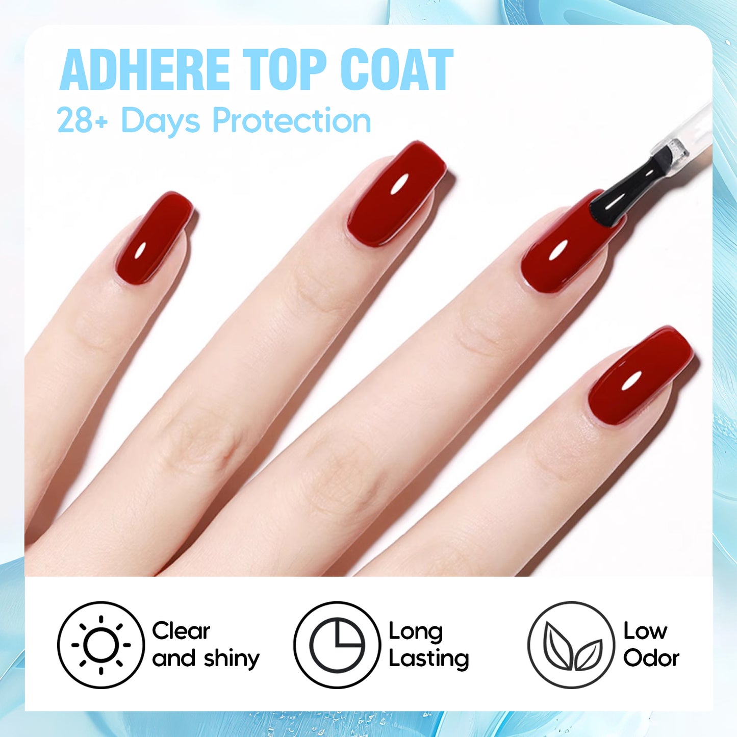 ADHERE Ice Moon Crystal Top Coat, 15ml, High Gloss, Chrome Nail Powder Finish, Soak-Off, Perfect for Nail Designs