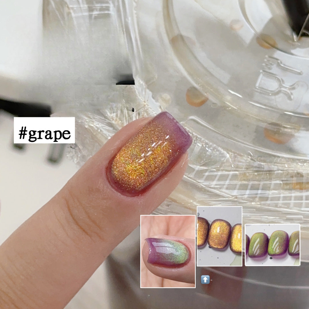 ADHERE Late Summer Series - Purple Grey Green White Magnetic Gel Nail Varnish Glitter Shimmering Sparkle Nail Art with Magnetic Effects Cat Eye Nail Gel Polish