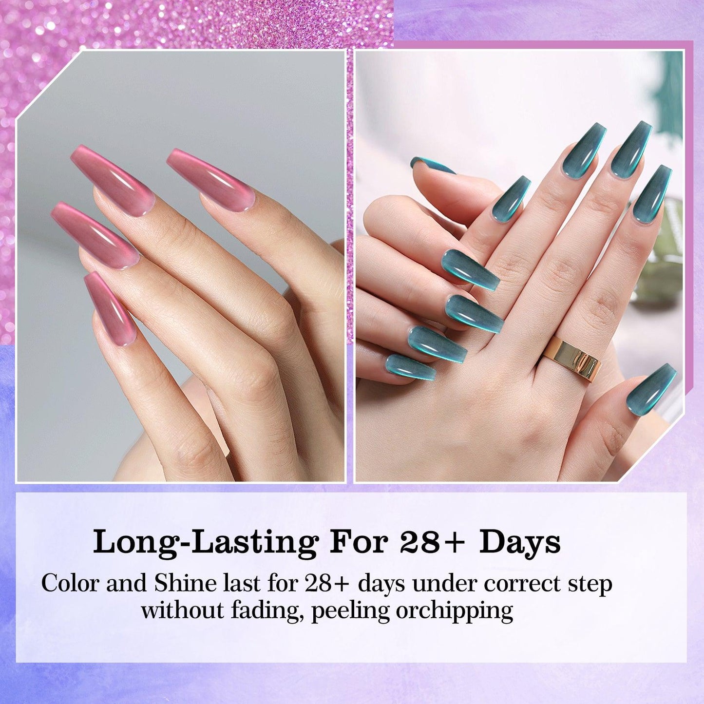 ADHERE Watercat Series Cat Eye Magnetic Nail Polish Gel Set, 12ml, 6pcs, Fine Glitter, DIY Salon Gift