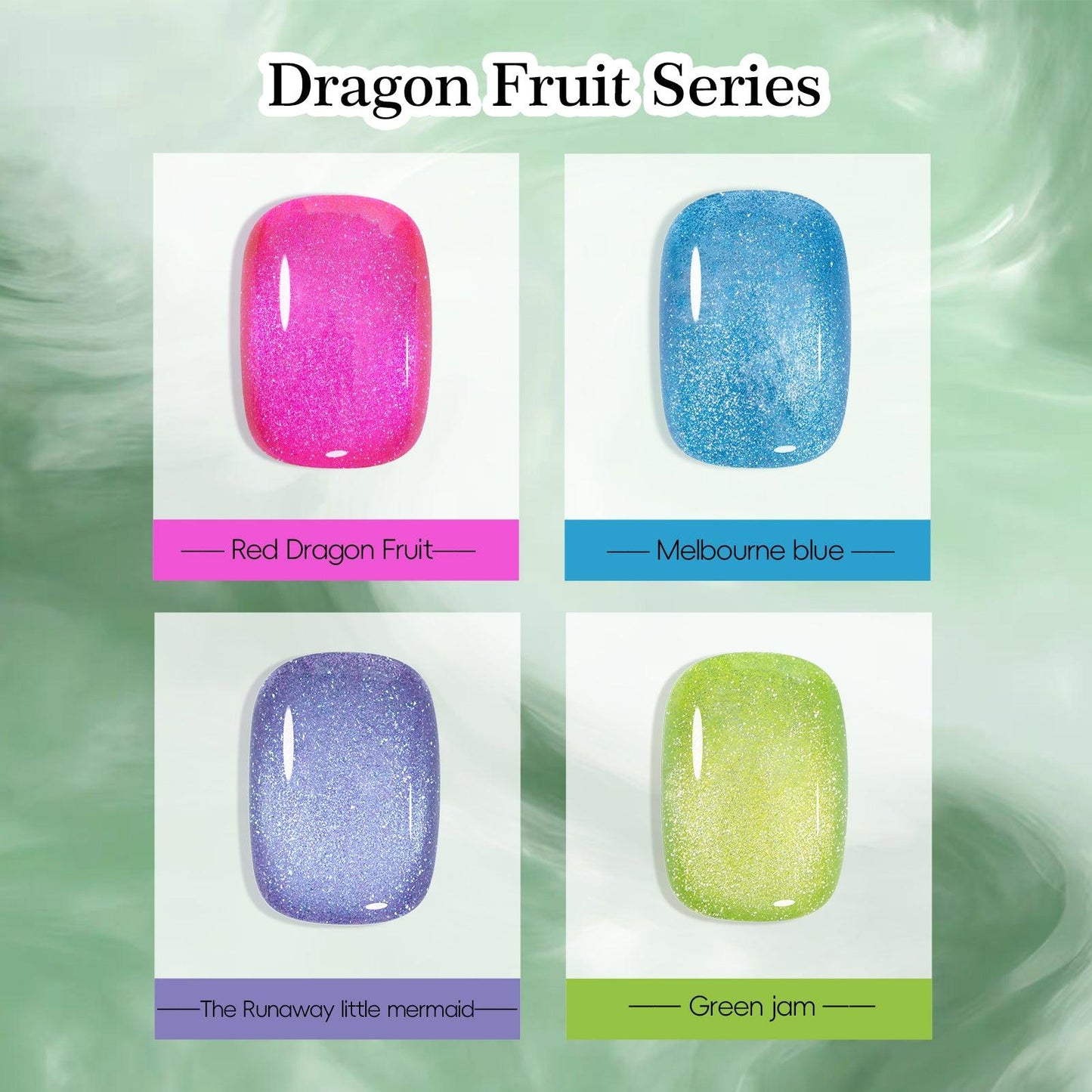 ADHERE Dragon Fruit Cat Eye Gel Nail Kit, 12ml, 4 Colors, Magnetic Effect, Gift for Women