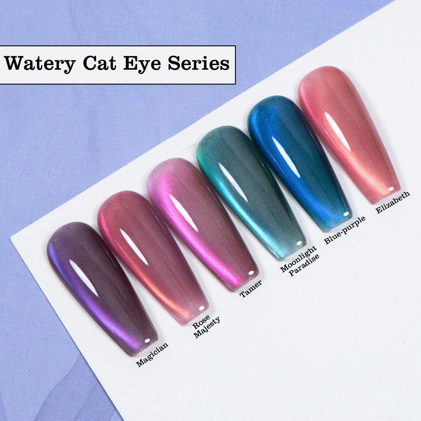 ADHERE Watercat Series Cat Eye Magnetic Nail Polish Gel Set, 12ml, 6pcs, Fine Glitter, DIY Salon Gift