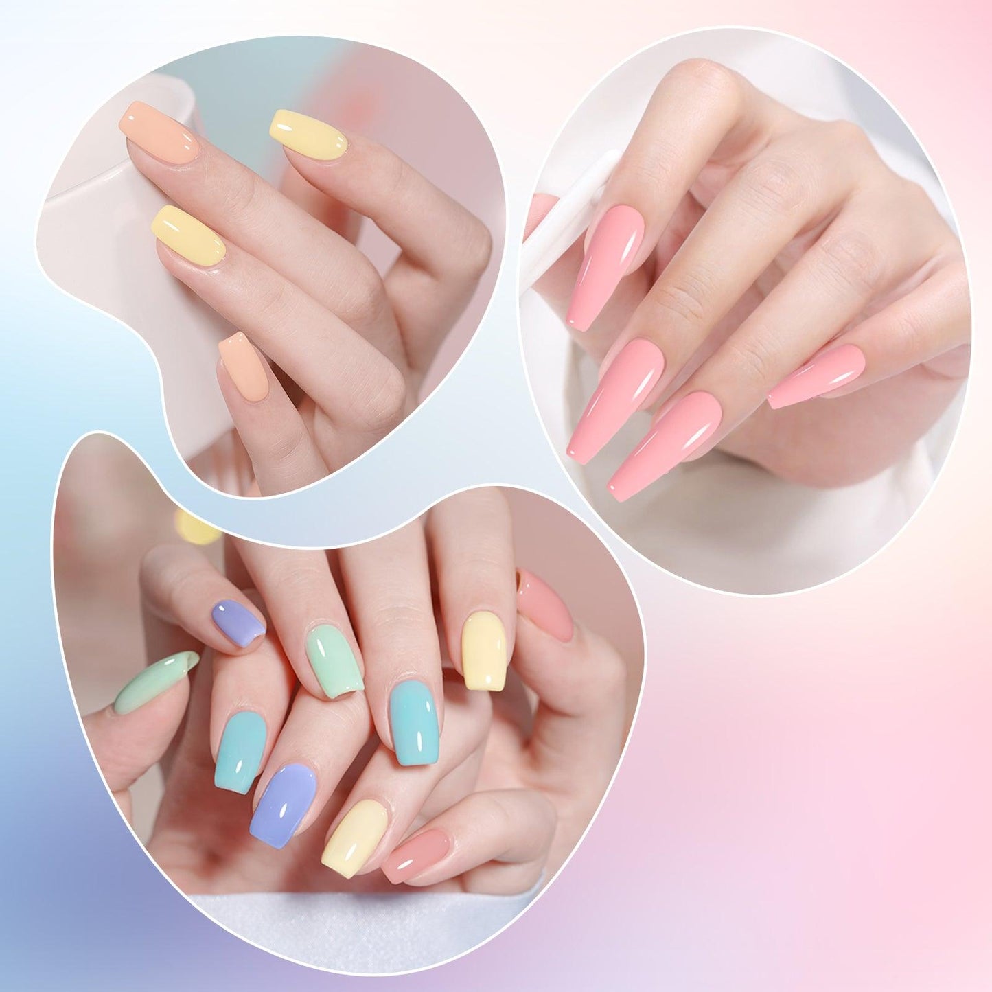 ADHERE Candy Illustrations Series Cat Eye Gel Nail Polish Set, 12ml, 7 Colors, Holographic Glitter