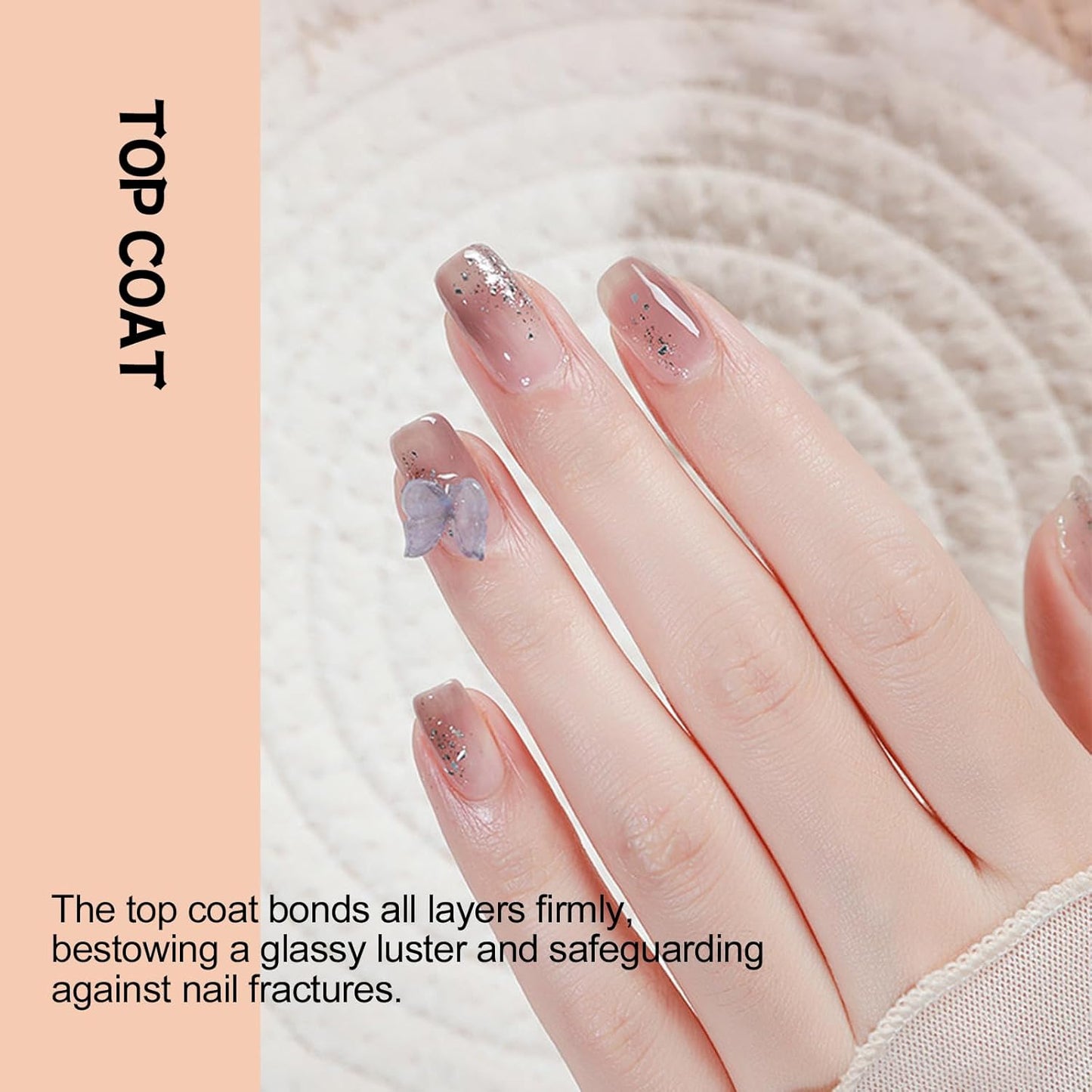 ADHERE Top Coat- 15ML No Wipe Top Coat Gel Nail Polish,Clear Color Gel Shine Finish and Long Lasting