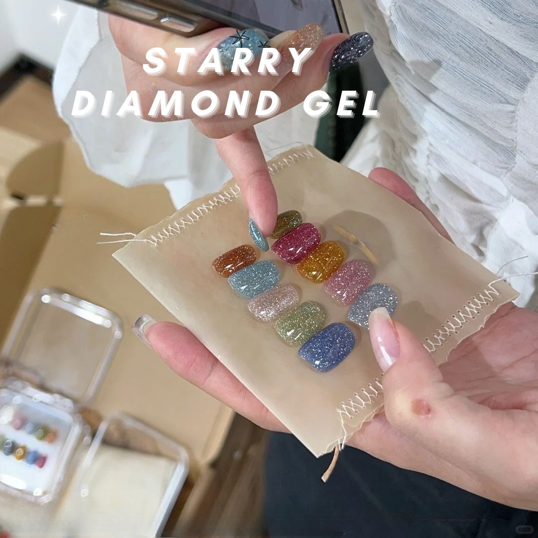 ADHERE Starry Diamond Series | Double Sparkle × Ice-Crystal Shine | Party-Ready High-Gloss Nail Gel | Bottled Crushed Diamond Effect