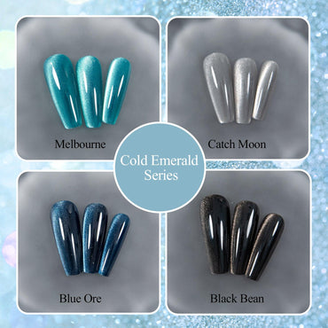 Adhierte el kit de uñas de gel de ojo de gato de jade frío, 12 ml, 4 colores holográficos, imán, uv/led, bricolaje