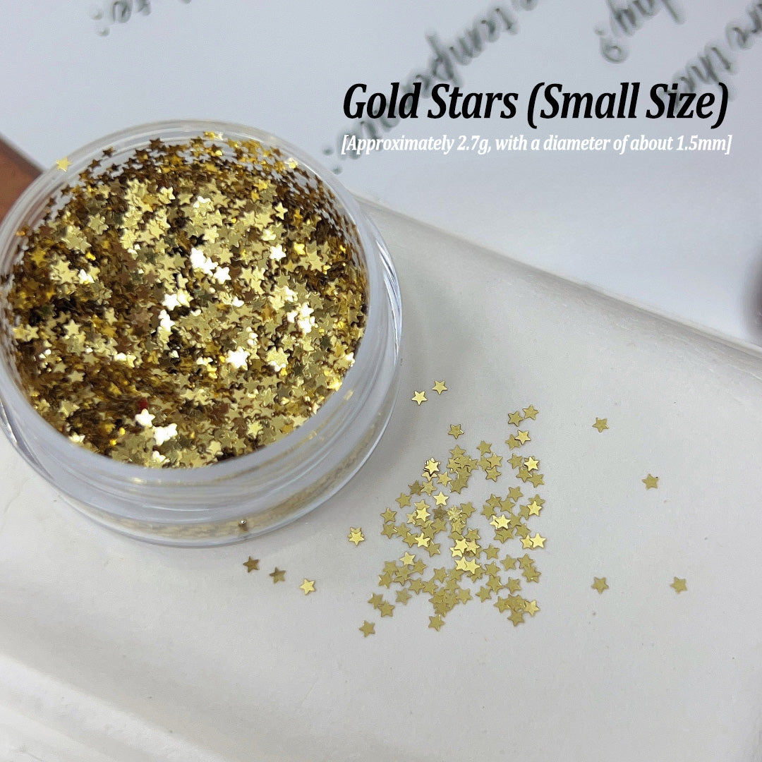 ADHERE Star Shaped Glitter Nail Decorations | Gold & Silver Star Flakes · Multi-Size Tiny Glitters · Fairy-Tale Nail Art Essentials