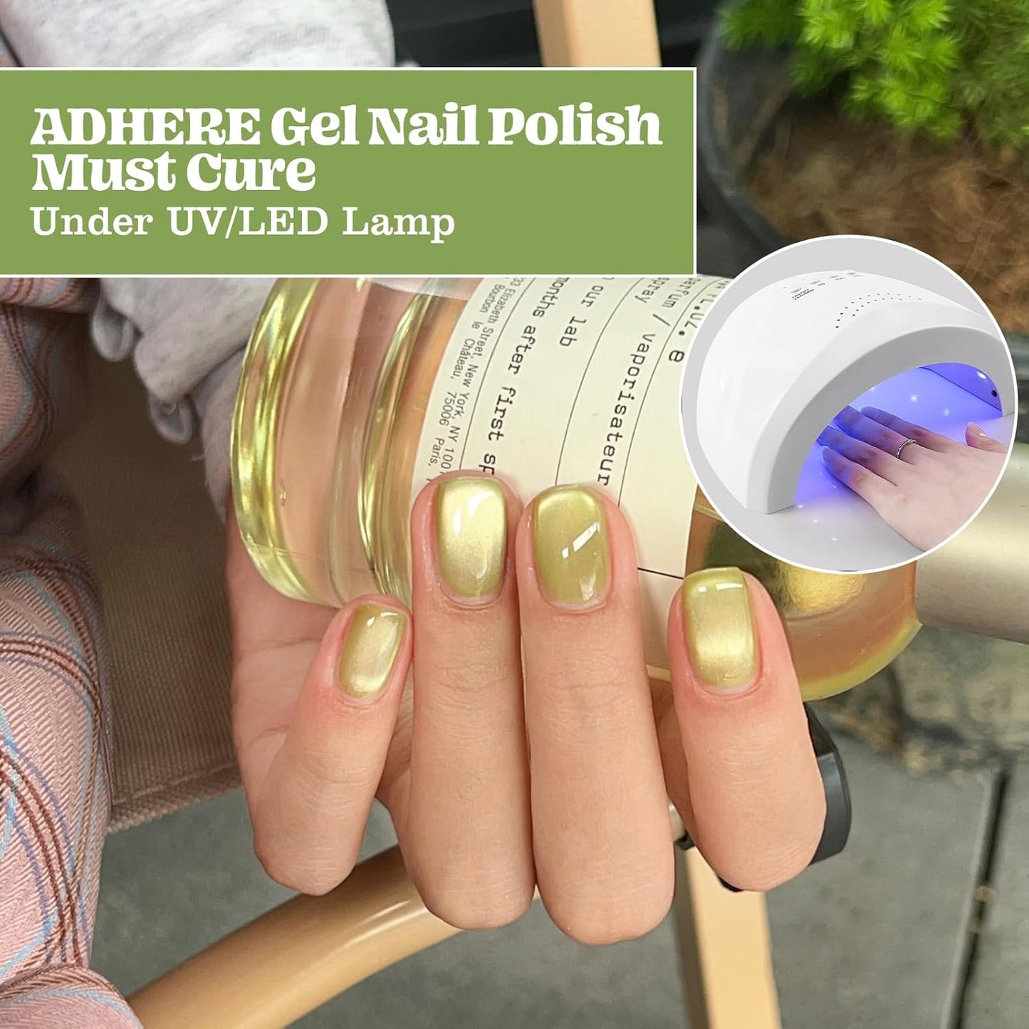 ADHERE Realm of Freedom Cat Eye Gel Polish Set with Magnetic Stick and Brush, Holographic Glitter UV/LED Cat Eye Gel Polish Nail Varnish for Nail Salon