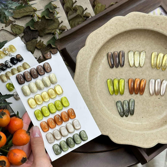 Kit de esmalte de uñas de gel de otoño de adherencia de otoño, 12 ml, 7 colores holográficos, imán y remojo, regalo de salón de bricolaje