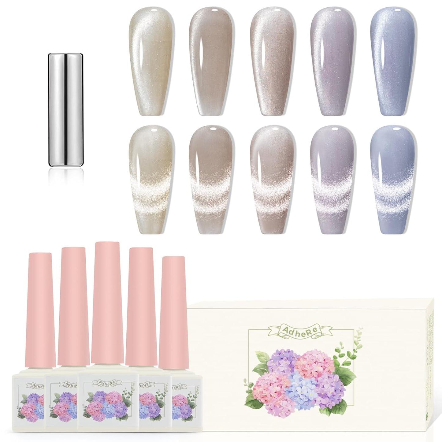 Aderire set di smalti per unghie gel per gatto al chiaro di luna, 12 ml, 5 colori, con magnete