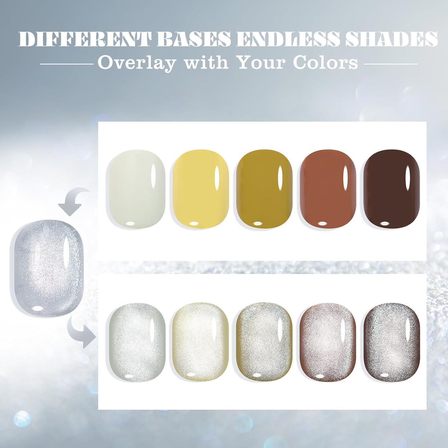 Adhieren esmalte de uñas de gel de ojo de gato vidriosos, 2 piezas de 12 ml de esmalte de gel holográfico de 12 ml con imán, esmalte de uñas magnético translúcido translúcido salón de uñas magnético en casa