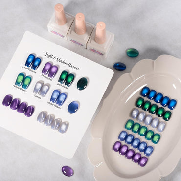 ADHERE Light & Shadow Bazaar Cat Eye Gel Polish Kit – 6 Pcs (12ml) with Magnetic Stick
