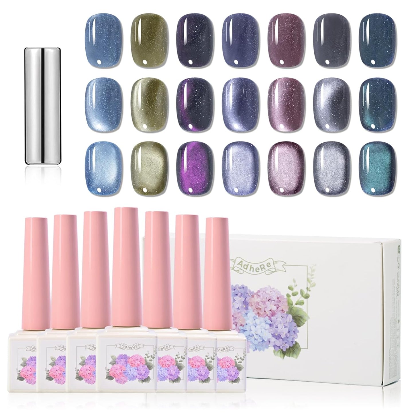 Adhieren la serie de joyas Kit de gel de ojos Cat, 12 ml, 7 colores, con palo magnético