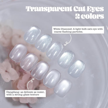 Adhieren esmalte de uñas de gel de ojo de gato vidriosos, 2 piezas de 12 ml de esmalte de gel holográfico de 12 ml con imán, esmalte de uñas magnético translúcido translúcido salón de uñas magnético en casa