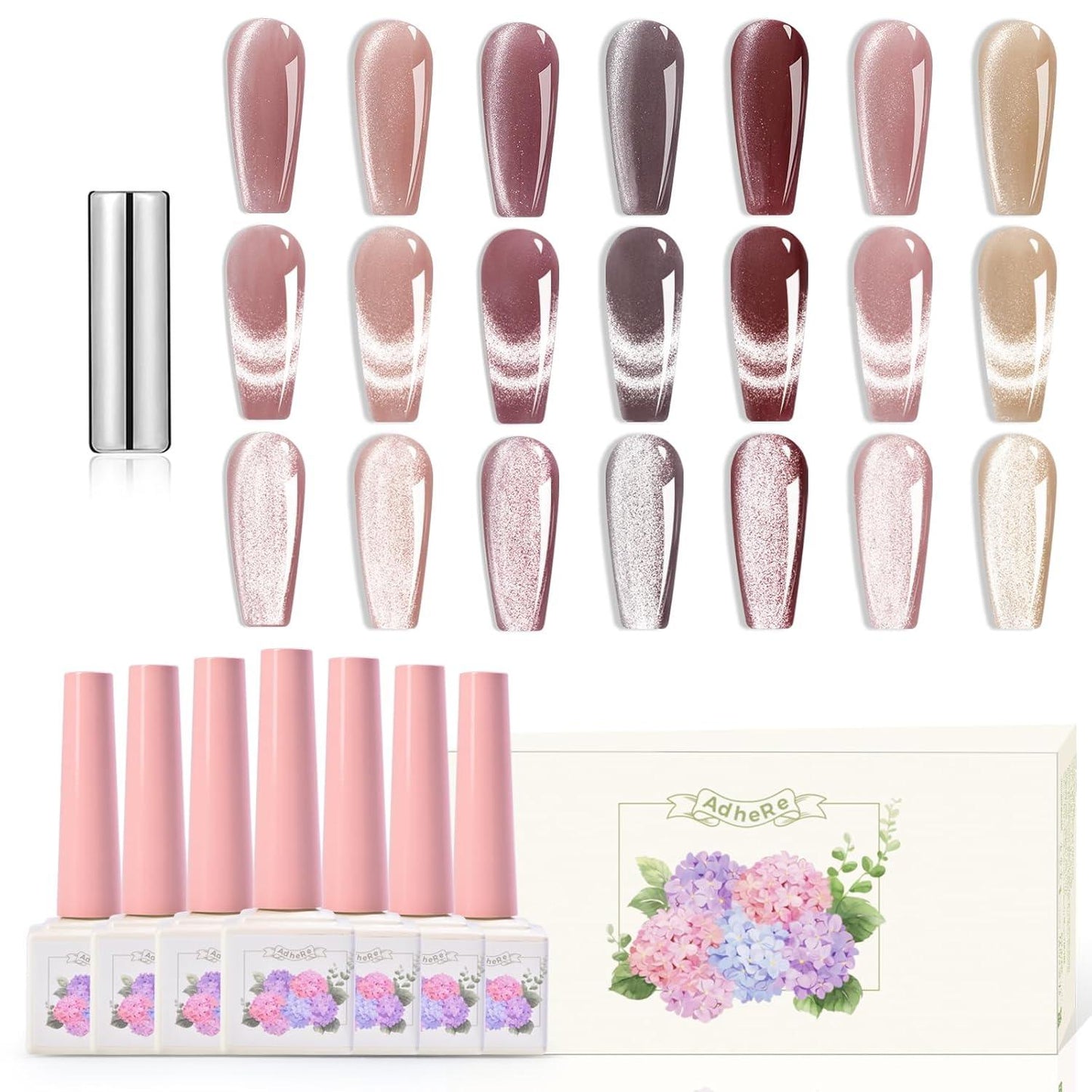 Adhere Cinnamon Cat Series Cat Eye Gel Gel Polishin, 12 ml, 7 colores, con magnético